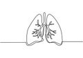 Single continuous line art of lungs. Lungs human organ one line illustration. Element of human parts for mobile concept and web