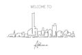 Single continuous line drawing Abilene city skyline, Texas. Famous city scraper landscape. World travel home wall decor art poster