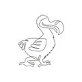 Single continuous line drawing of adorable cute dodo bird for logo identity. Historical animal mascot concept for national zoo