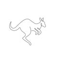 Single continuous line drawing of adorable jumping kangaroo for national zoo logo identity. Australian animal mascot concept for