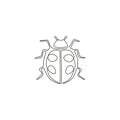 Single continuous line drawing of adorable ladybug for company logo identity. Insect mascot concept for public park icon. Modern