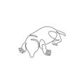 Single continuous line drawing of adorable lawn mole for logo identity. Rodent small mammal animal mascot concept for pest control