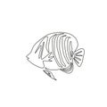 Single continuous line drawing of adorable regal angelfish for company logo identity. Exotic angel fish mascot concept for Royalty Free Stock Photo