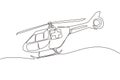 Single continuous line drawing ambulance helicopter. Medical evacuation helicopter. Healthcare, hospital and medical diagnostics.