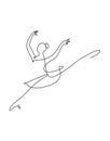 Single continuous line drawing ballerina in ballet motion dance style. Beauty minimalist dancer concept logo, Scandinavian poster