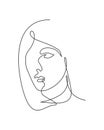 Single continuous line drawing beautiful aesthetic portrait woman abstract face. Pretty sexy model female silhouette minimalist Royalty Free Stock Photo