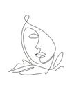 Single continuous line drawing beautiful aesthetic portrait woman abstract face. Pretty sexy model female silhouette minimalist Royalty Free Stock Photo