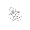 Single continuous line drawing of beauty fresh bougainville for home wall decor art. Printable decorative poster thorny vine