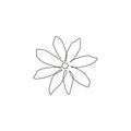 Single continuous line drawing of beauty fresh evergreen jasmine flower. Printable decorative poster jasminum concept for home Royalty Free Stock Photo