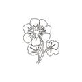 Single continuous line drawing beauty fresh geranium for wall decor home art poster print. Printable decorative cranesbills flower Royalty Free Stock Photo