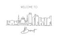 Single continuous line drawing of Beirut city skyline, Lebanon. Famous city scraper and landscape home wall decor poster print.