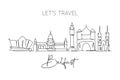 Single continuous line drawing of Belfast city skyline, Northern Ireland. Famous city landscape. World travel concept home wall