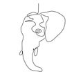 Single continuous line drawing of big cute elephant business logo identity