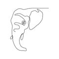 Single continuous line drawing of big cute elephant business logo identity