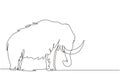 Single continuous line drawing big mammoth business logo identity. Prehistoric animal from ice age. Elephantidae, tusks, elephant