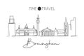 Single continuous line drawing of Birmingham city skyline. Famous city skyscraper and landscape. World travel home wall decor art Royalty Free Stock Photo