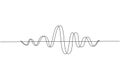 Single continuous line drawing black sound waves. Music audio frequency, voice line waveform, electronic radio signal, volume Royalty Free Stock Photo