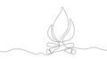 Single continuous line drawing of a bonfire icon. One continuous line of a bonfire sign