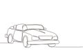 Single continuous line drawing classic retro convertible sports car. Collectors business comfortable cabrio automobile supercar. Royalty Free Stock Photo