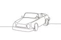 Single continuous line drawing classic retro convertible sports car. Outline symbol of collectors car and automotive concept.