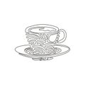 Single continuous line drawing coffee cup for latte, espresso, cappuccino. Hot coffee ready to drink for breakfast in the morning Royalty Free Stock Photo