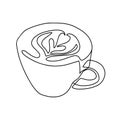 Single continuous line drawing of a cup of coffee drink. One line draw design illustration. Vector illustration Royalty Free Stock Photo