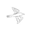 Single continuous line drawing of cute albatross for business logo identity. Adorable sea bird mascot concept for marine company Royalty Free Stock Photo