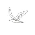 Single continuous line drawing of cute albatross for business logo identity. Adorable sea bird mascot concept for marine company
