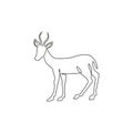 Single continuous line drawing of cute antelope for company logo identity. Horned gazelle mascot concept for national zoo icon.