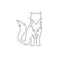 Single continuous line drawing of cute fox corporate logo identity. Mammals zoo animal icon concept. Dynamic one line vector draw