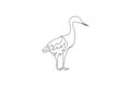Single continuous line drawing of cute heron bird. Endangered animal national park conservation. Safari zoo concept. Trendy one