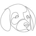 Single continuous line drawing of cute labrador retriever puppy dog head for logo identity. Purebred dog mascot concept Royalty Free Stock Photo