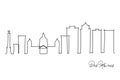 Single continuous line drawing of Des Moines city skyline, Iowa. Famous city scraper landscape. World travel home wall decor art Royalty Free Stock Photo