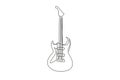 Single continuous line drawing electric guitar classic icon. Electric guitar band equipment. Music instrument vector symbol for