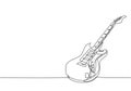 Single continuous line drawing of electric guitar. Stringed music instruments concept. Modern one line draw graphic design vector