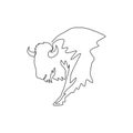 Single continuous line drawing of elegance american bison for multinational company logo identity. Luxury bull mascot concept for Royalty Free Stock Photo