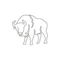 Single continuous line drawing of elegance american bison for multinational company logo identity. Luxury bull mascot concept for Royalty Free Stock Photo