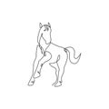 Single continuous line drawing of elegant horse running for company logo identity. Strong mustang mammal animal icon concept. Royalty Free Stock Photo