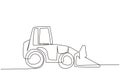 Single continuous line drawing excavator bulldozer with moving backhoe. Construction industry and machinery concept. Heavy Royalty Free Stock Photo