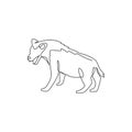 Single continuous line drawing of ferocious hyena for company logo identity. Carnivore animal mascot concept for safari park icon