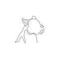 Single continuous line drawing of fierce boxer dog head for security company logo identity. Purebred dog mascot concept for