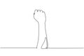 Single continuous line drawing fist or resistance hand symbol. Zero hand count. Learn to count numbers. Concept of education.