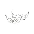 Single continuous line drawing of flame phoenix bird for corporate logo identity. Company icon concept from fauna shape. Dynamic Royalty Free Stock Photo