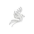 Single continuous line drawing of flame phoenix bird for corporate logo identity. Company icon concept from fauna shape. Modern Royalty Free Stock Photo