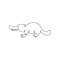 Single continuous line drawing of funny adorable platypus for logo identity. Tasmanian mammal animal mascot concept for national