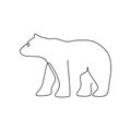 Single continuous line drawing of funny cute bear for grizzly logo identity. Emblem mascot concept for bear icon. Trendy one line