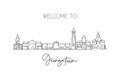 Single continuous line drawing of Georgetown skyline, Guyana. Famous city scraper landscape postcard. World travel destination Royalty Free Stock Photo