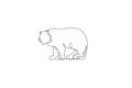 Single continuous line drawing of giant grizzly bear. Endangered animal national park conservation. Safari zoo concept. Trendy one