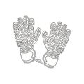 Single continuous line drawing Goalkeeper gloves. Goalkeeper protection gloves. Soccer goalkeepers gloves. Outdoor sport. Swirl Royalty Free Stock Photo