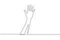 Single continuous line drawing hand count number five. Learn to count numbers. Concept of education for children. Nonverbal signs